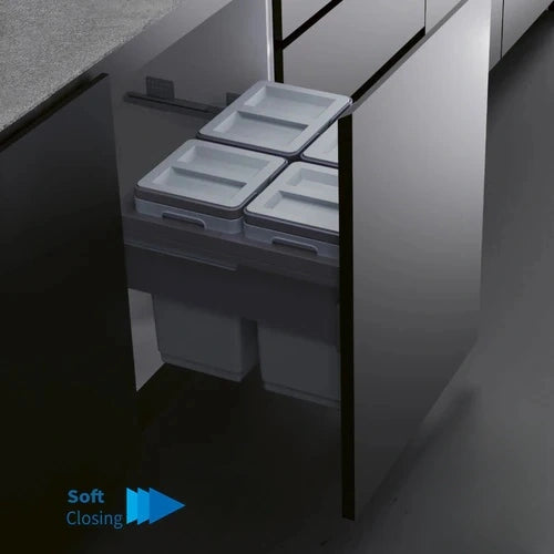 Garbage Bins System - Width 22-1/2 Inches with Plastic Lids