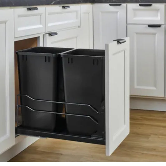 Steel Bottom Mount Pullout Waste Container w/ Soft-Close