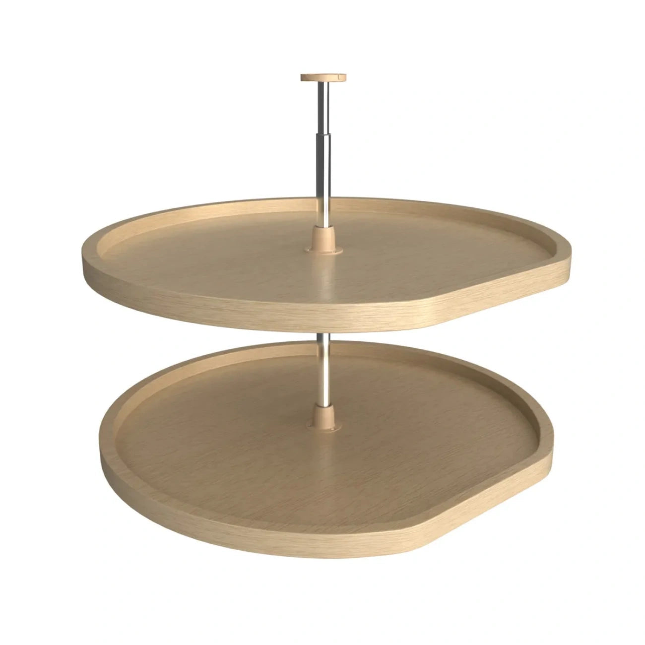 Lazy Susan – D-Shaped, Banded Wood, 2-Shelf Organizer for Base & Lower Cabinets