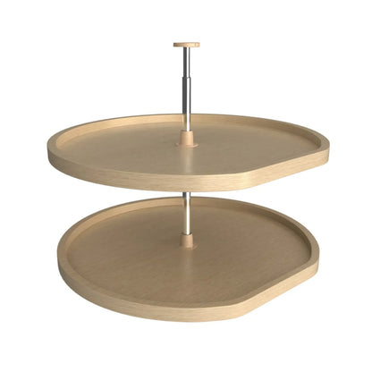 Lazy Susan – D-Shaped, Banded Wood, 2-Shelf Organizer for Base & Lower Cabinets