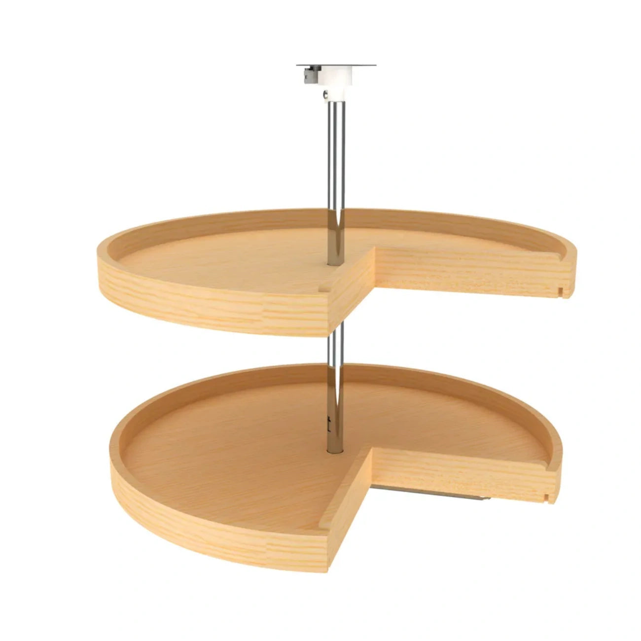Lazy Susan – Pie Cut, Banded Wood, 2-Shelf Organizer for Base & Lower Cabinets