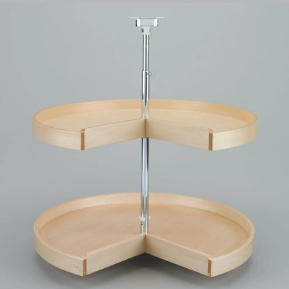 Lazy Susan – Pie Cut, Banded Wood, 2-Shelf Organizer for Base & Lower Cabinets