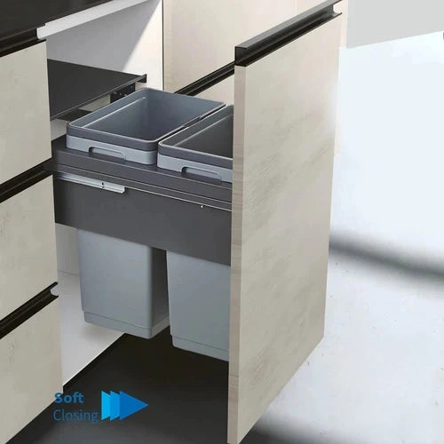 Garbage Bins System - Width 13-1/2 Inches with Build-in Metal Lid