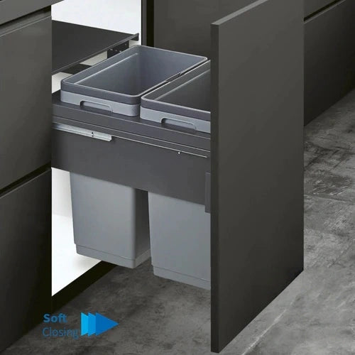 Garbage Bins System - Width 16-1/2 Inches with Build-in Metal Lid