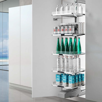 Phantom Pantry, Medium height, for 500mm (20in) wide cabinets, with Glass baskets