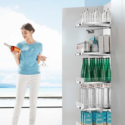 Phantom Pantry, Medium height, for 500mm (20in) wide cabinets, with Glass baskets