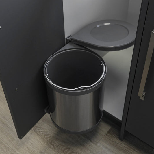 Round Stainless Steel/Grey Door Mounted Waste Bin