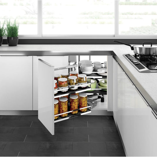 Super Corner, Left Opening, Anti-Slip, Dark Grey / Chrome