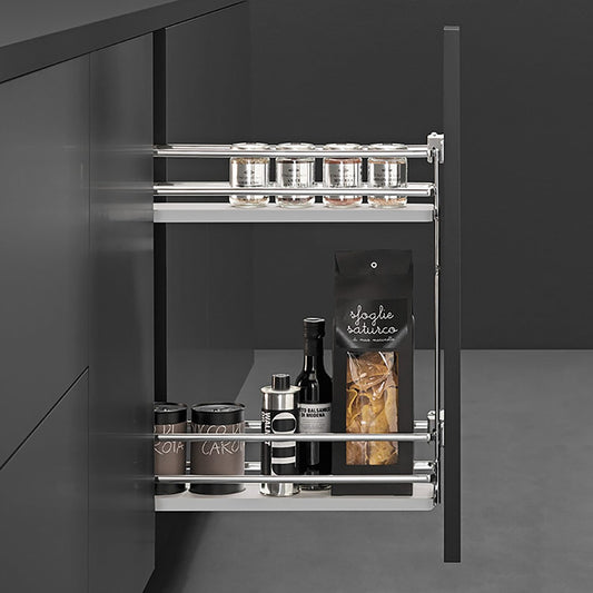 Vibo Galaxy 2 Shelf Side Pullout, 6", Full-Extension, Right Side Mounted, Soft-Close, Maple/Champagne
