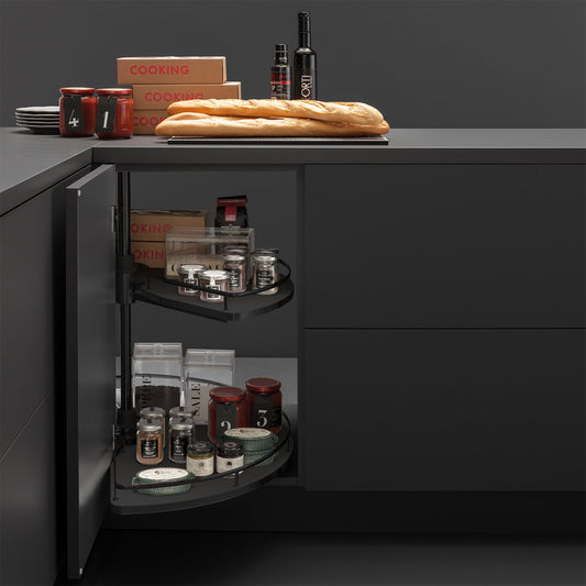Vibo Galaxy Half-Moon Lazy Susan, 450mm (18"), Anthracite Grey