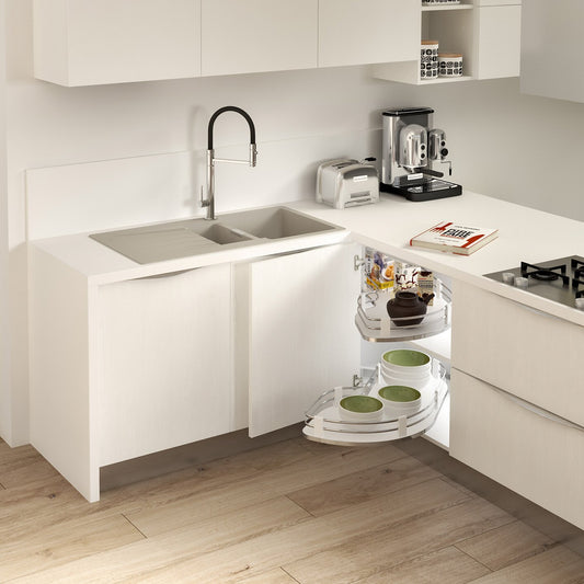 Uniko Corner Reversible Corner Pullout, White / Chrome