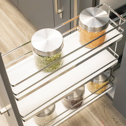 Vibo Galaxy 3 Shelf Side Pullout, 6" Full-Extension, Left Side Mounted, Soft-Close, Maple/Champagne