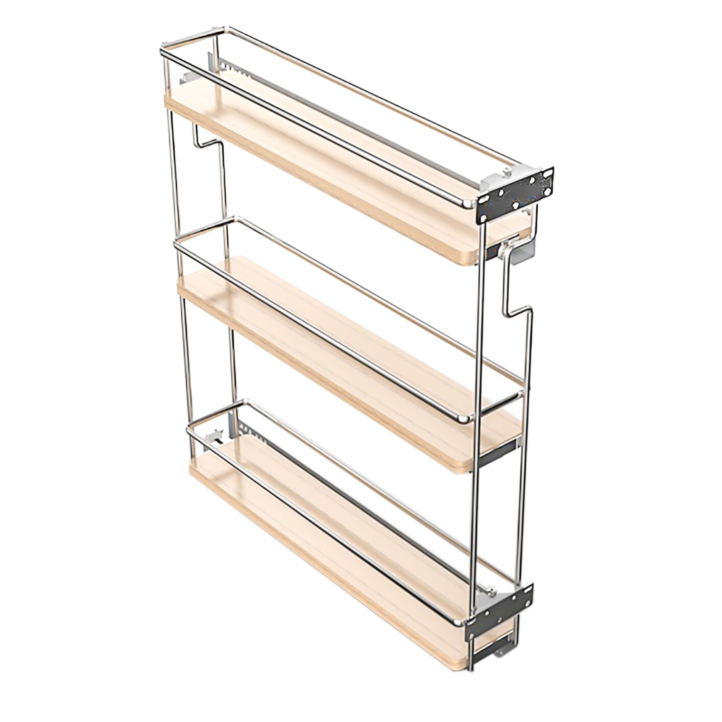 Vibo Galaxy 3 Shelf Side Pullout, 6" Full-Extension, Left Side Mounted, Soft-Close, Maple/Champagne