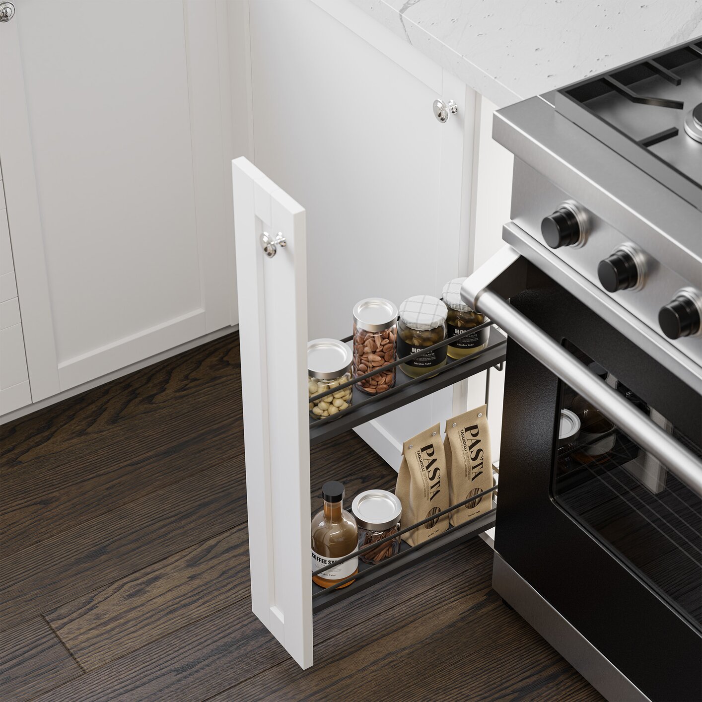 Vibo Galaxy Base Cabinet Pullout, Left Side Mounted, Soft-Close, Anthracite Grey
