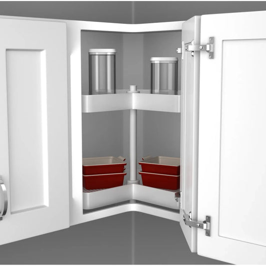 Lazy Susan – Kidney-Shaped, Polymer, 2-Shelf Organizer for Wall & Upper Cabinets