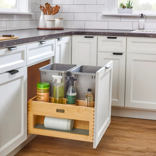 Wood Bottom Mount Waste Management Center w/ Soft-Close