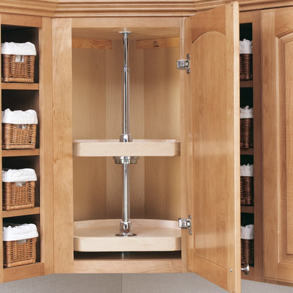 Lazy Susan – Classic, D-Shape, Natural Wood, 2-Shelf Organizer for Wall & Upper Cabinets