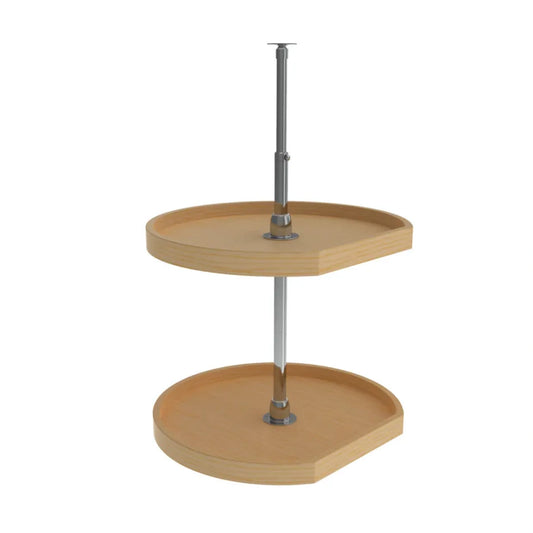 Lazy Susan – Classic, D-Shape, Natural Wood, 2-Shelf Organizer for Wall & Upper Cabinets