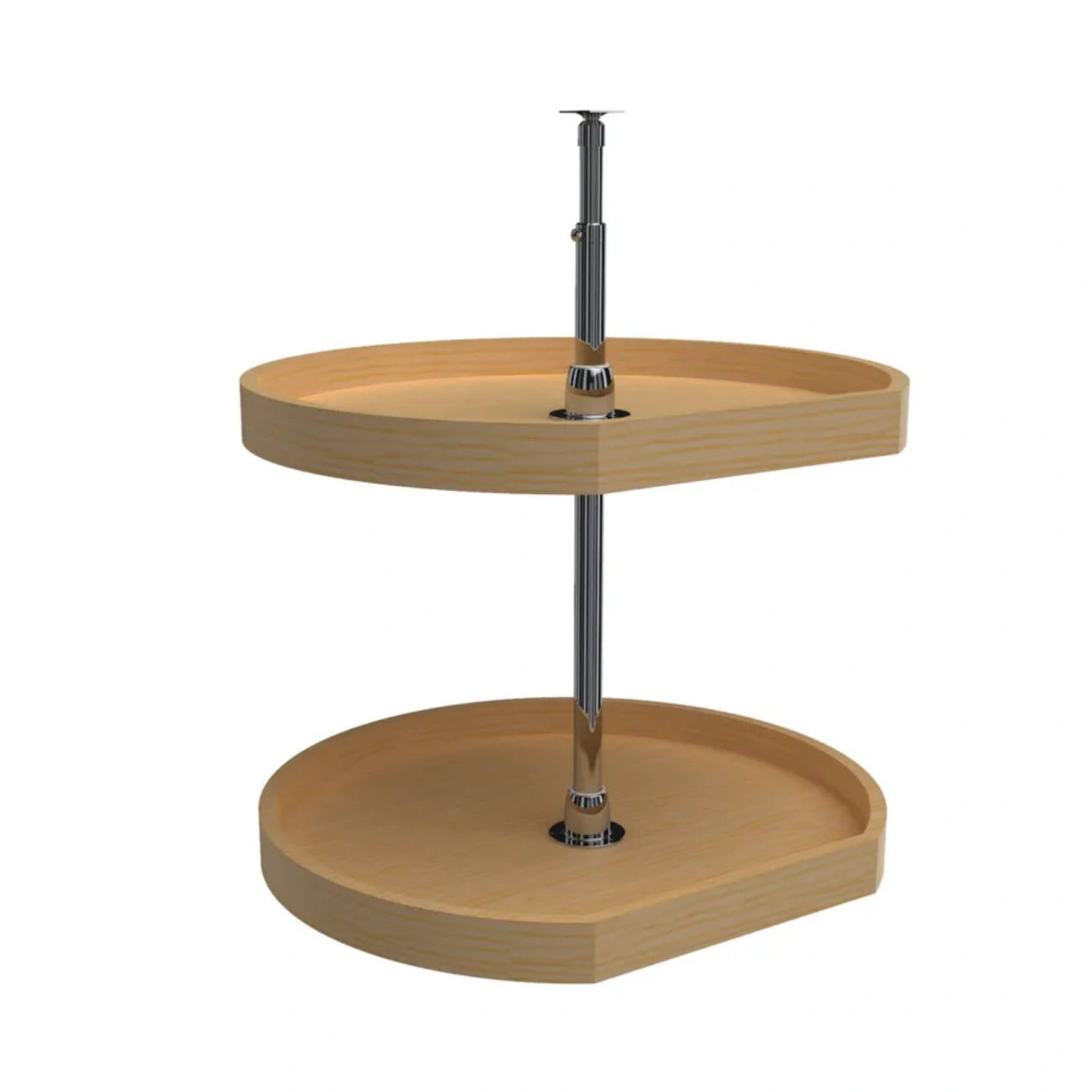 Lazy Susan – Classic, D-Shape, Natural Wood, 2-Shelf Organizer for Wall & Upper Cabinets