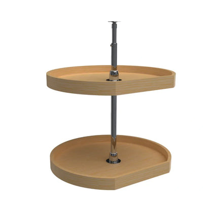 Lazy Susan – Classic, D-Shape, Natural Wood, 2-Shelf Organizer for Wall & Upper Cabinets