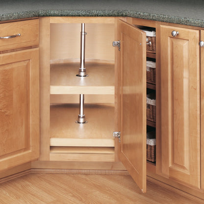 Lazy Susan – Classic, D-Shaped, Natural Wood, 2-Shelf Organizer for Base & Lower Cabinets
