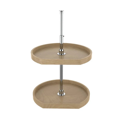 Lazy Susan – Classic, D-Shaped, Natural Wood, 2-Shelf Organizer for Base & Lower Cabinets