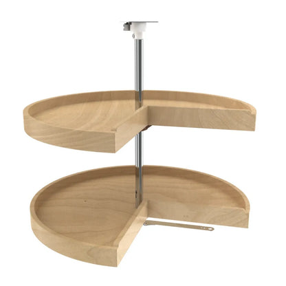 Lazy Susan – Classic, Pie Cut Shape, Natural Wood, 2-Shelf Organizer for Base & Lower Cabinets