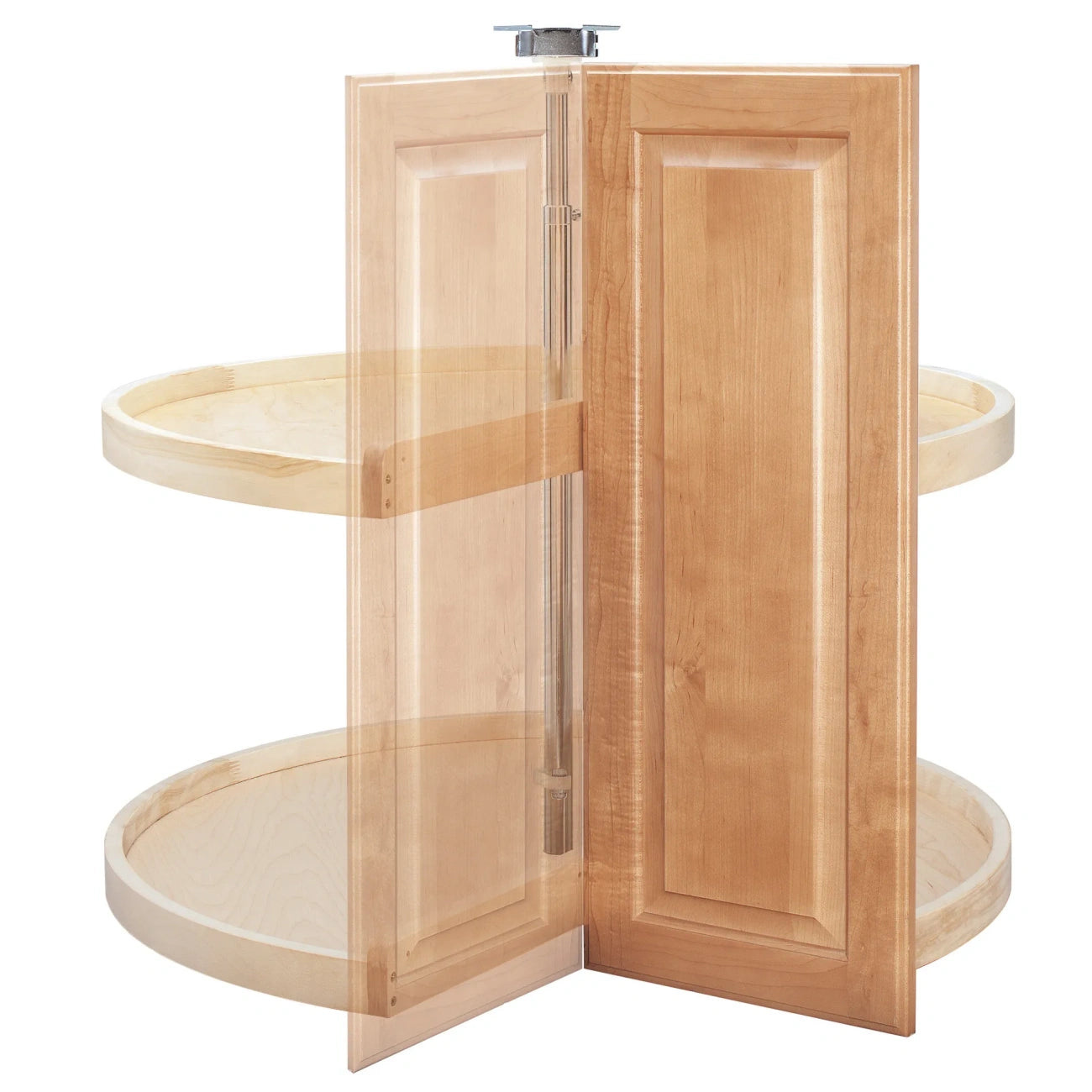 Lazy Susan – Classic, Pie Cut Shape, Natural Wood, 2-Shelf Organizer for Base & Lower Cabinets