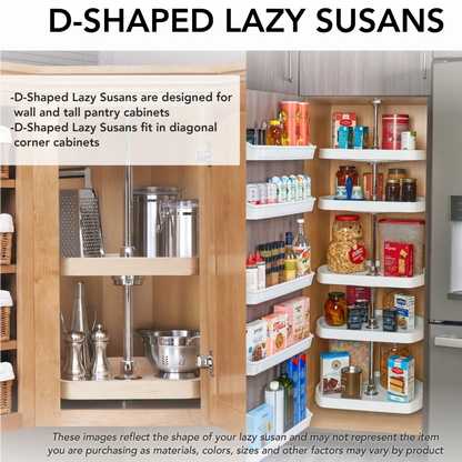 Lazy Susan – Classic, D-Shape, Natural Wood, 3-Shelf Organizer for Wall & Upper Cabinets