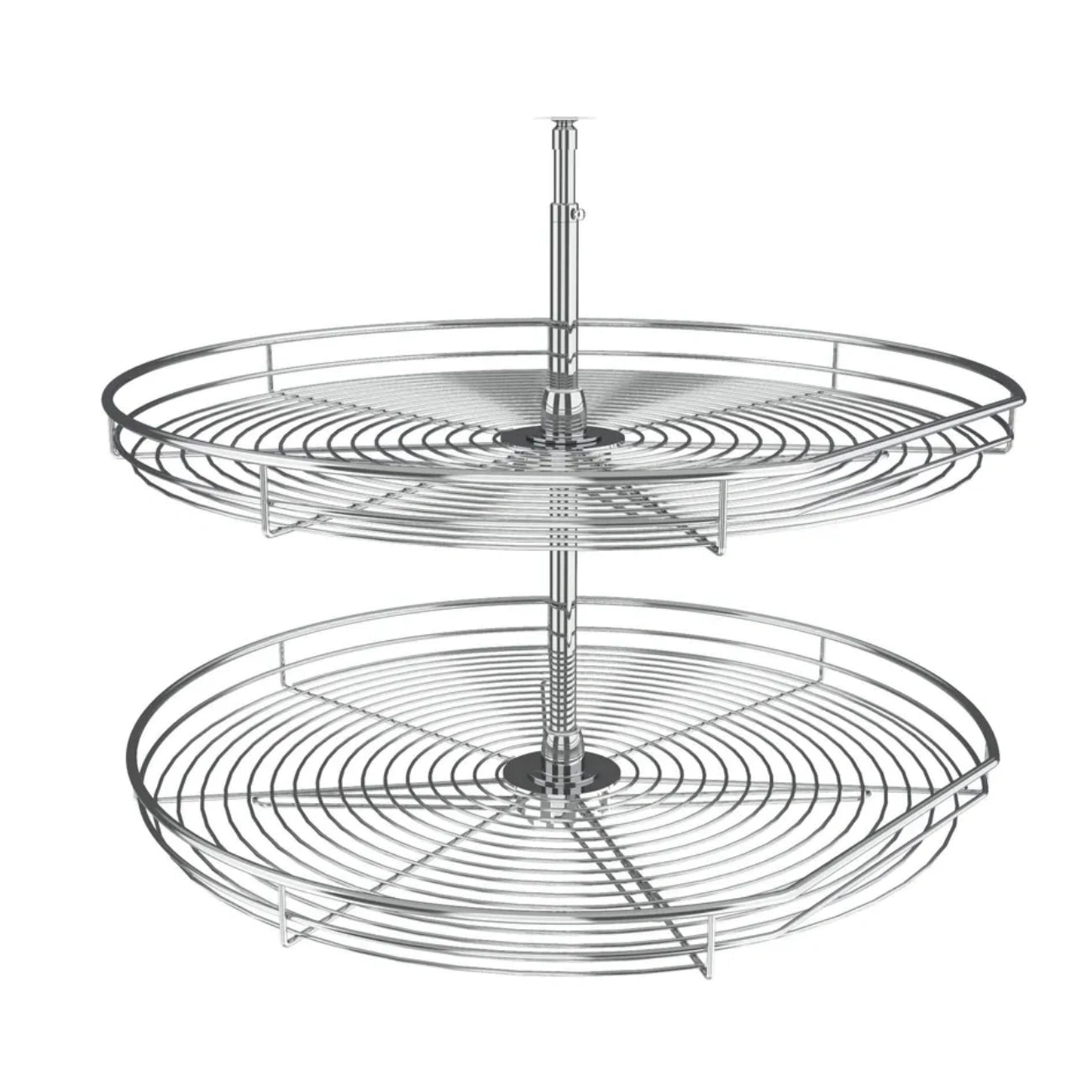 Lazy Susan – D-Shaped, Chrome, 2-Shelf Organizer for Base & Lower Cabinets