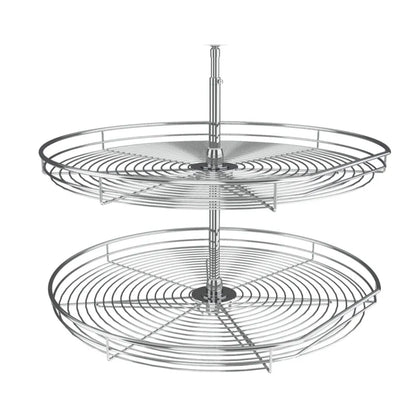Lazy Susan – D-Shaped, Chrome, 2-Shelf Organizer for Base & Lower Cabinets
