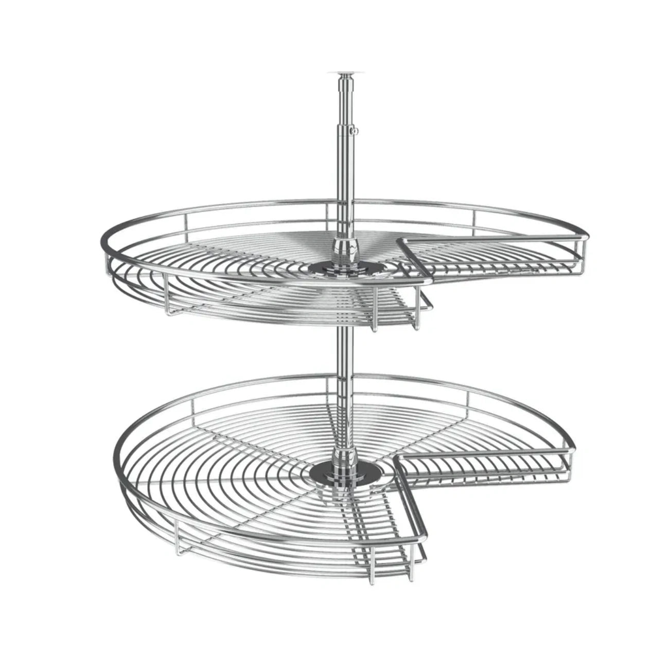 Lazy Susan – Kidney-Shaped, Chrome, 2-Shelf Organizer for Base & Lower Cabinets