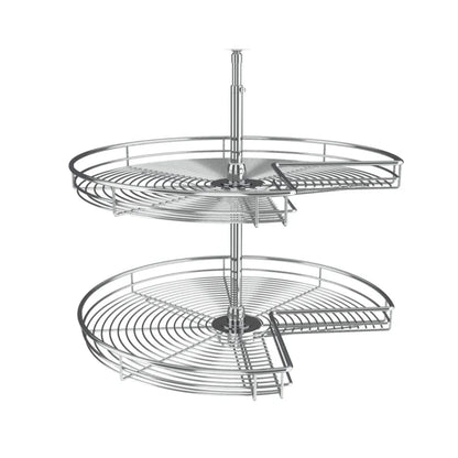 Lazy Susan – Kidney-Shaped, Chrome, 2-Shelf Organizer for Base & Lower Cabinets