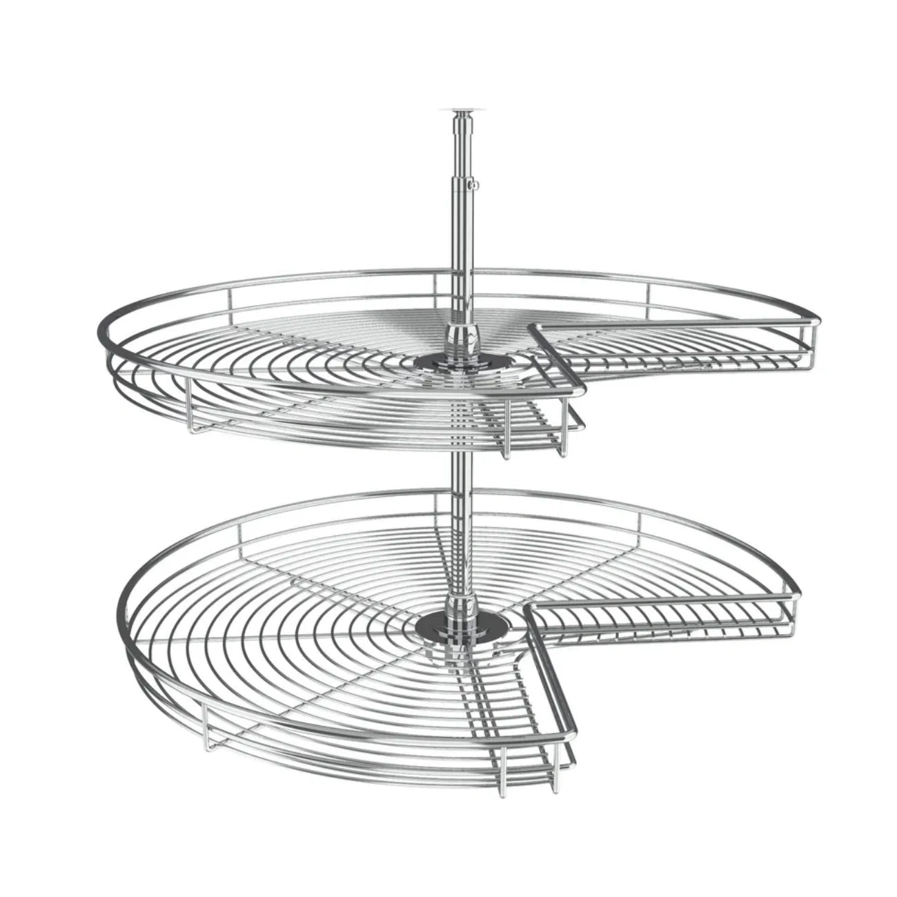 Lazy Susan – Kidney-Shaped, Chrome, 2-Shelf Organizer for Base & Lower Cabinets