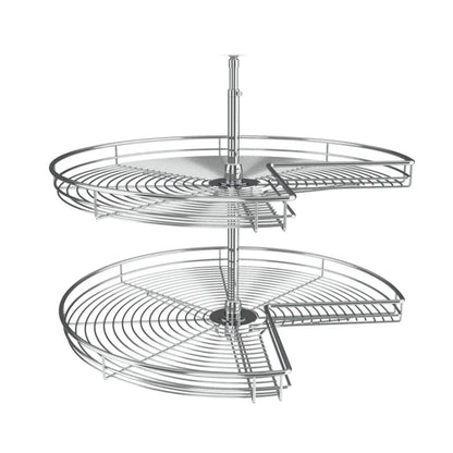 Lazy Susan – Kidney-Shaped, Chrome, 2-Shelf Organizer for Base & Lower Cabinets
