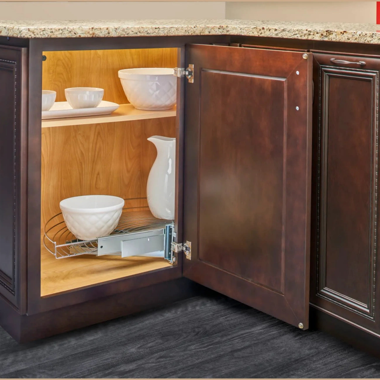 Half-Moon, Chrome Wire Organizer for Blind Corner Cabinets