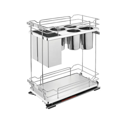 Contemporary Base Cabinet Pullout w/ Knife Block and Utensil Bin