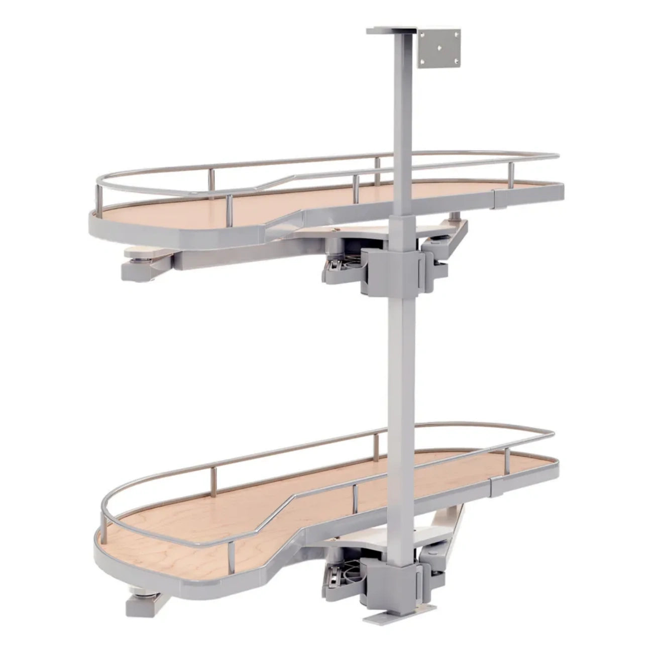 Girasolo with Contemporary Chrome and Maple Shelves Blind Corner Optimizer