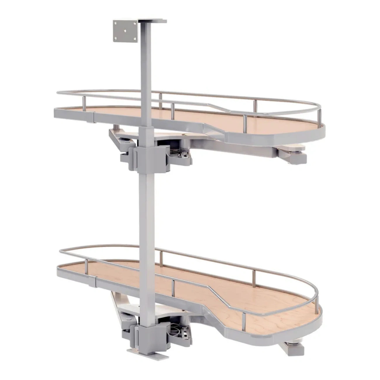 Girasolo with Contemporary Chrome and Maple Shelves Blind Corner Optimizer