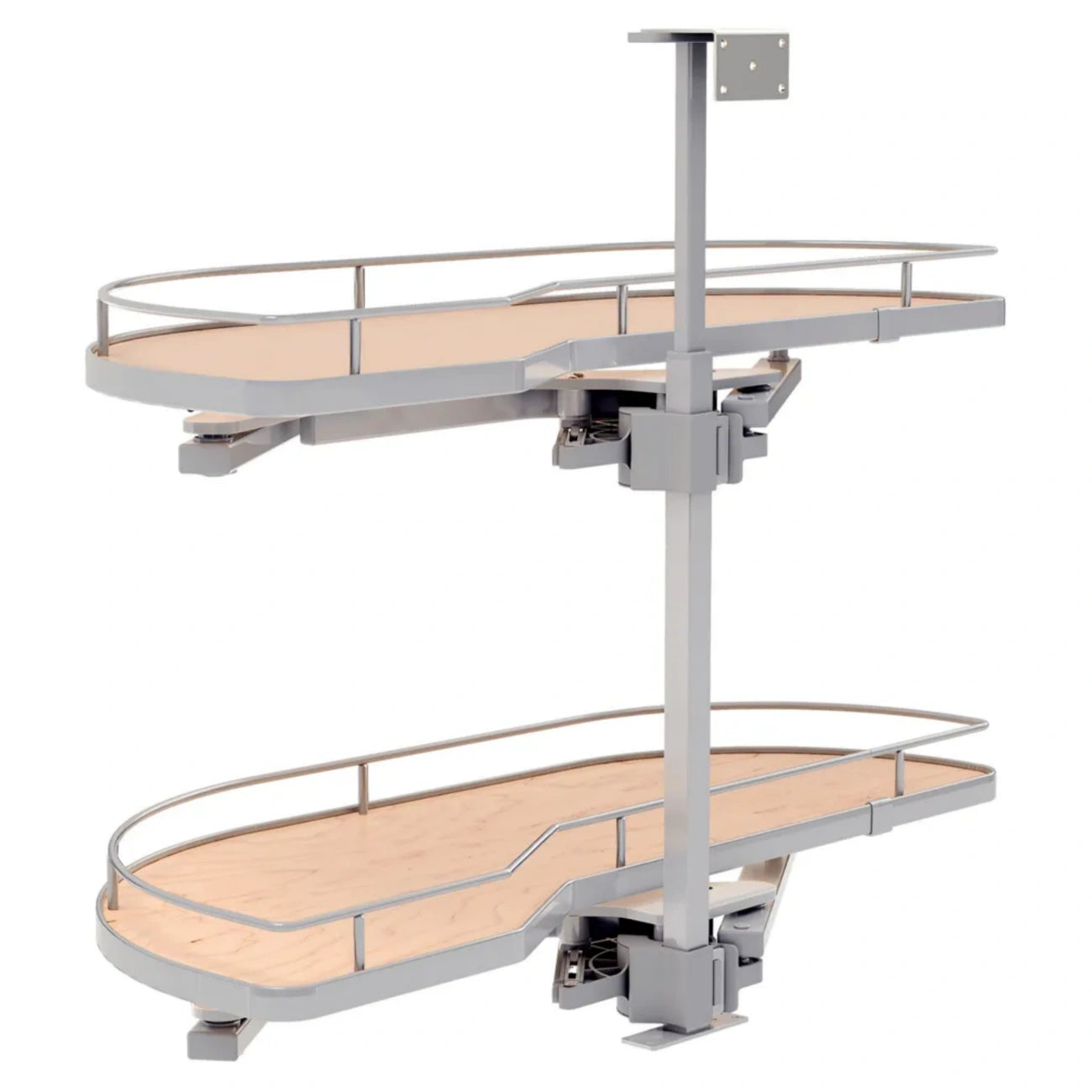 Girasolo with Contemporary Chrome and Maple Shelves Blind Corner Optimizer