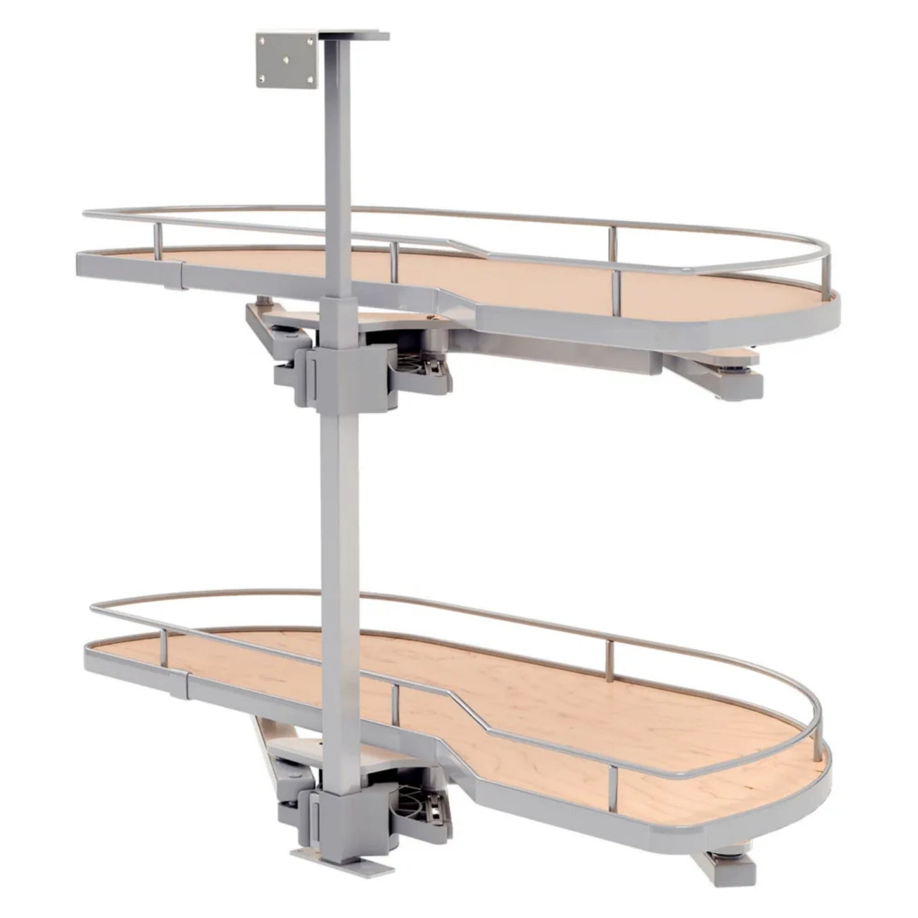 Girasolo with Contemporary Chrome and Maple Shelves Blind Corner Optimizer