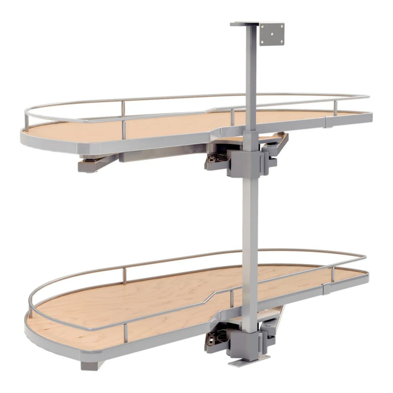 Girasolo with Contemporary Chrome and Maple Shelves Blind Corner Optimizer