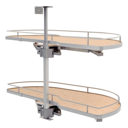 Girasolo with Contemporary Chrome and Maple Shelves Blind Corner Optimizer