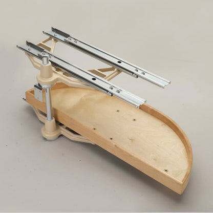 Natural Wood Half Moon Organizer for Blind Corner Cabinets