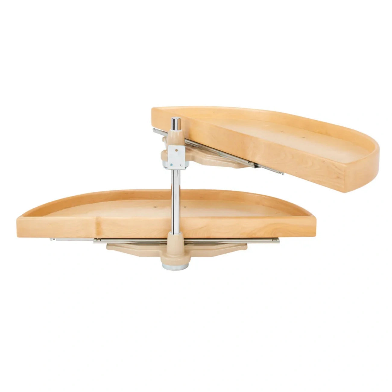 Natural Wood Half Moon Organizer for Blind Corner Cabinets