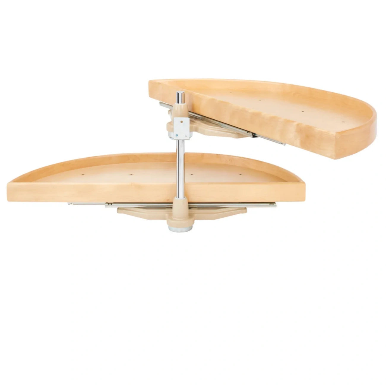 Natural Wood Half Moon Organizer for Blind Corner Cabinets