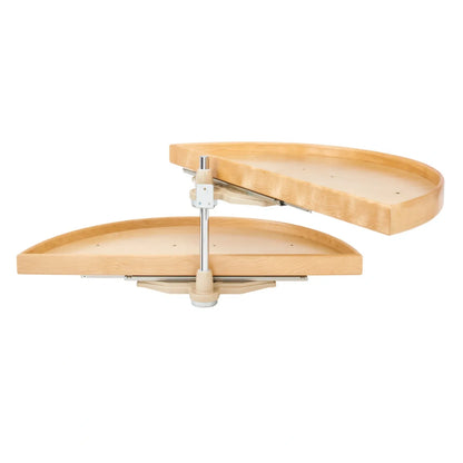 Natural Wood Half Moon Organizer for Blind Corner Cabinets