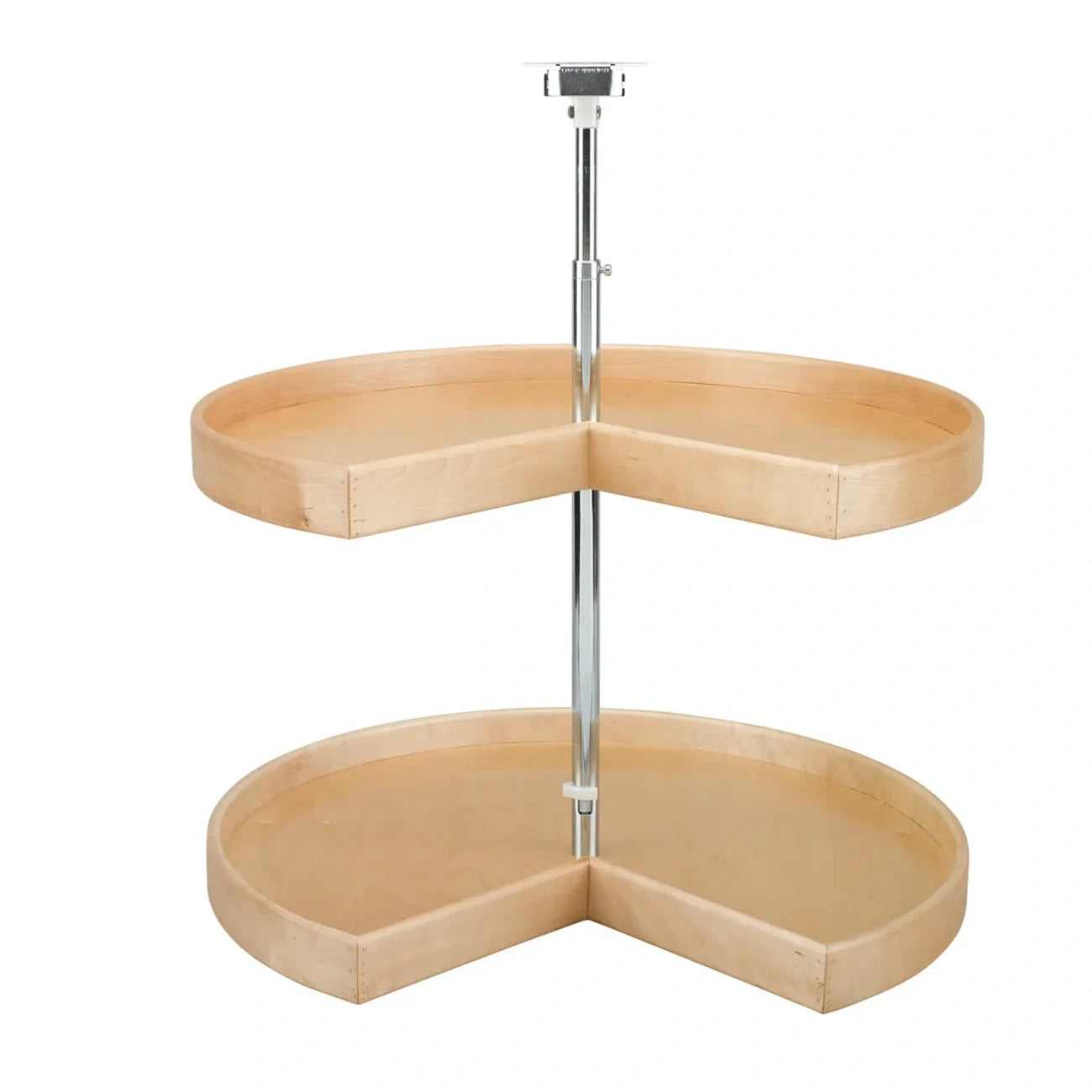 Lazy Susan – Pie Cut, Natural Wood, 2-Shelf Organizer for Base & Lower Cabinets
