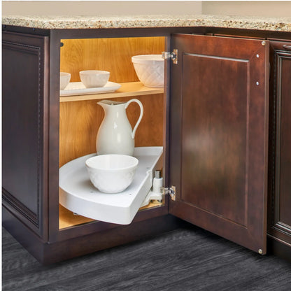 Polymer Half Moon Organizer with Pivot and Slide for Blind Corner Cabinets