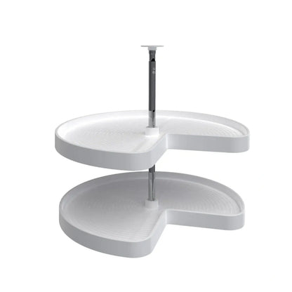 Lazy Susan – Kidney-Shaped, Polymer, 2-Shelf Organizer for Base & Lower Cabinets